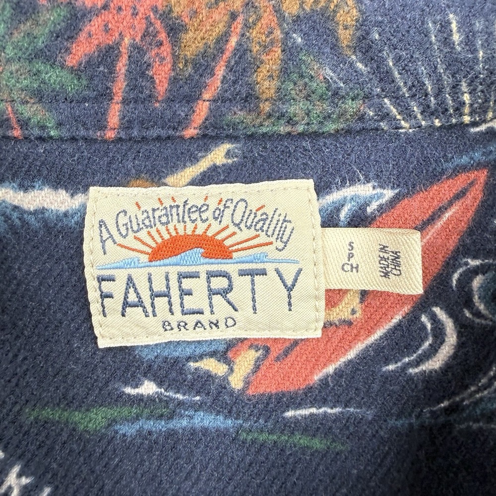 Faherty Shirt Mens Small‎ Blue Super Brushed Flannel Sea To Ski Print Button Up - Picture 8 of 12